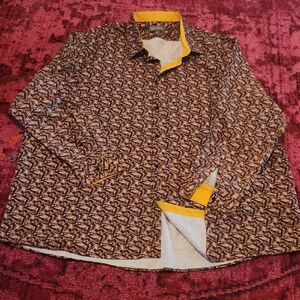 Silver Jeans Men's Casual Brown and Yellow Shirt